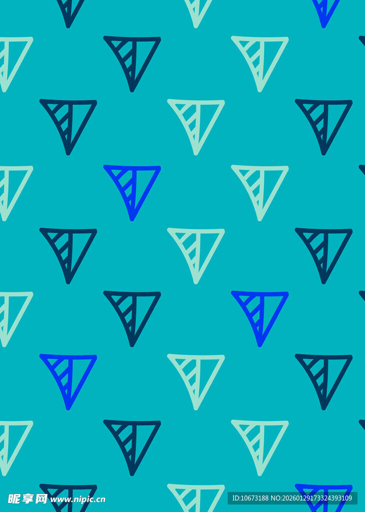 蓝绿色几何三角图案背景