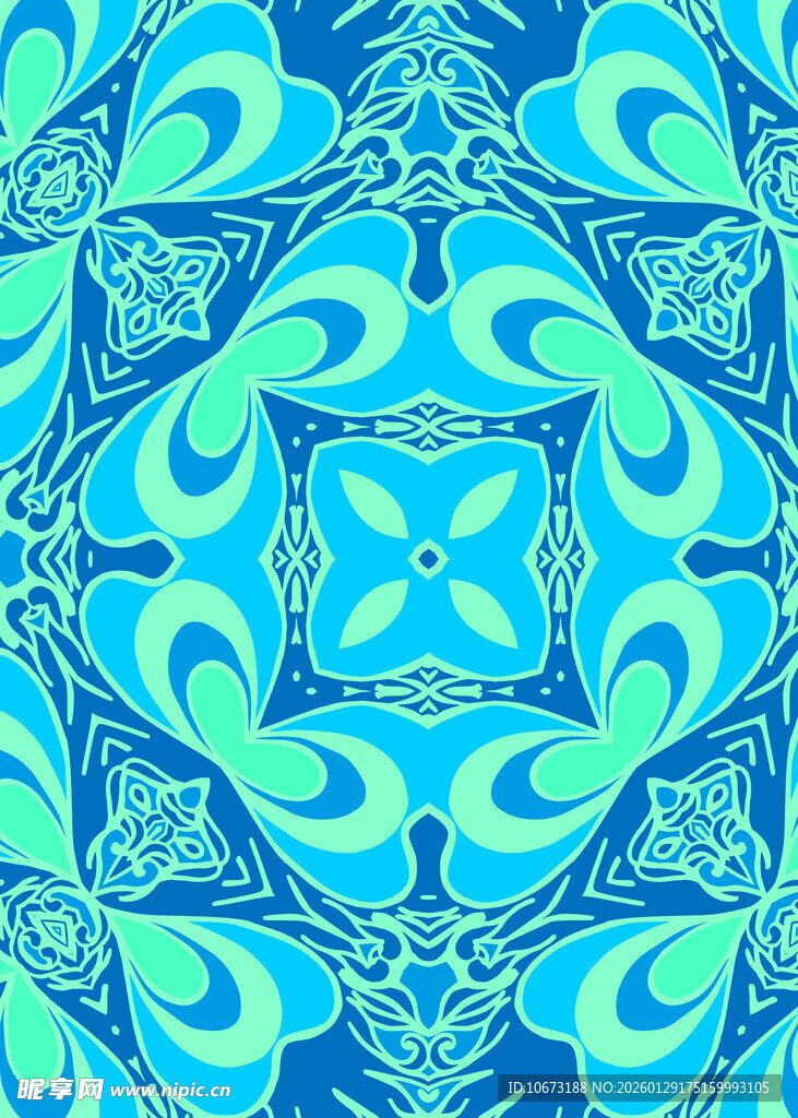 蓝绿色抽象几何花纹图案