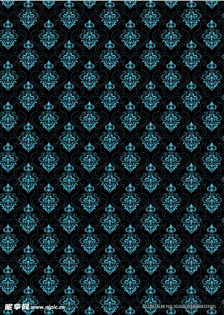深蓝色复古花纹图案背景