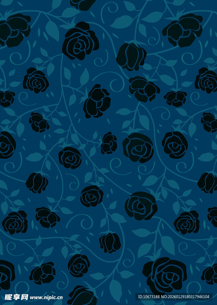 蓝色花卉图案背景纹理