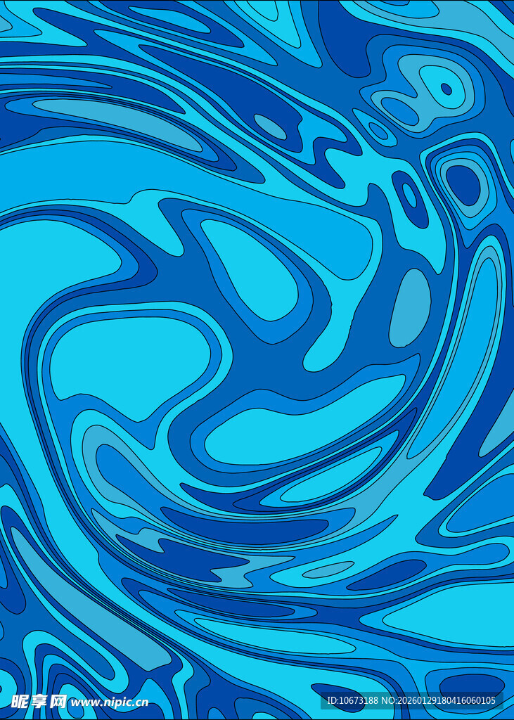 蓝色流动波纹抽象图案