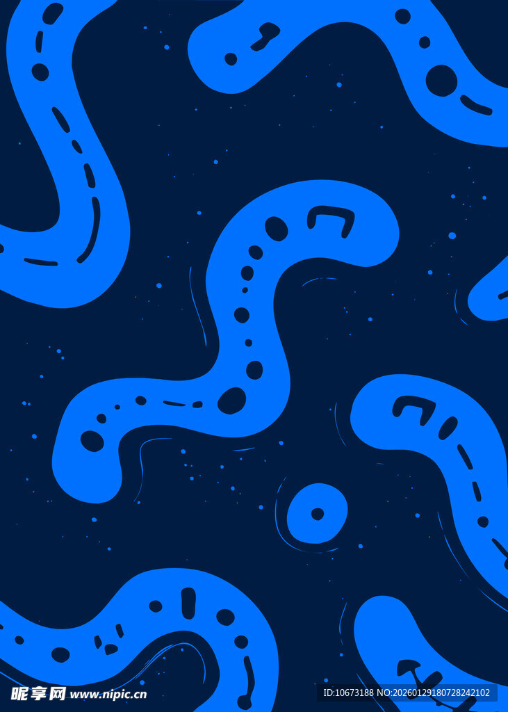 蓝色抽象曲线星空图案
