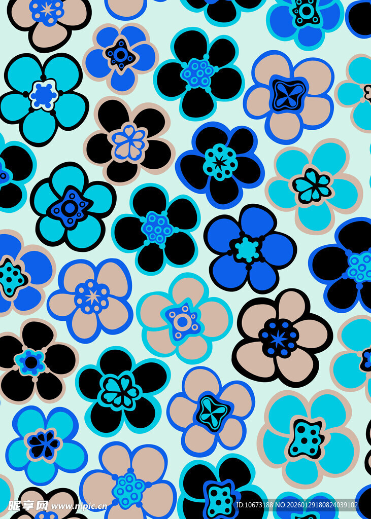 多彩花卉图案背景纹理