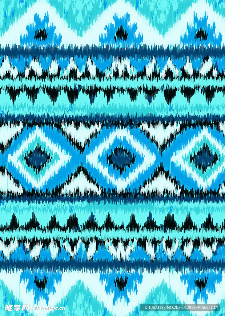 蓝绿色几何图案民族风纹理