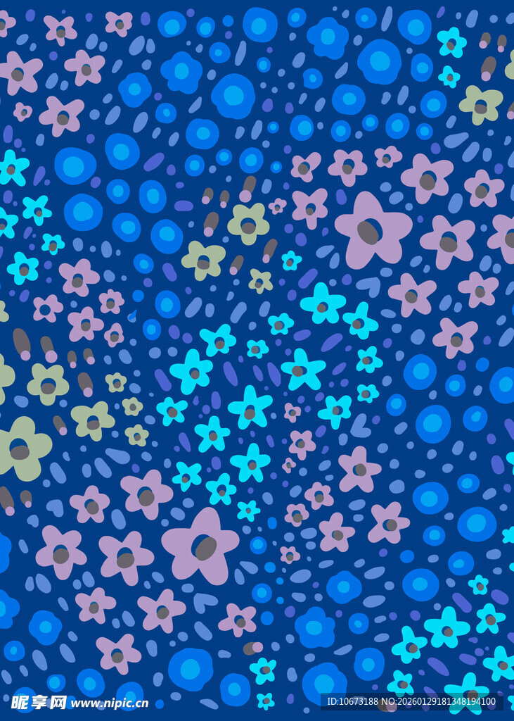 蓝色花卉图案背景纹理