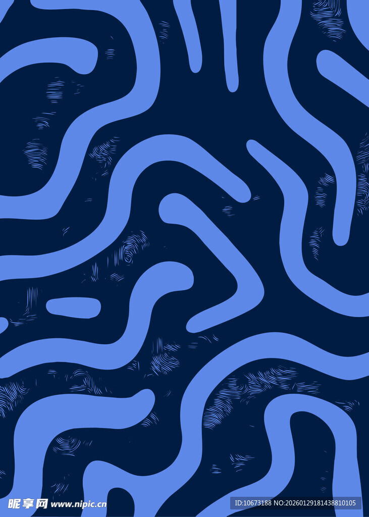 蓝色抽象波浪线条图案