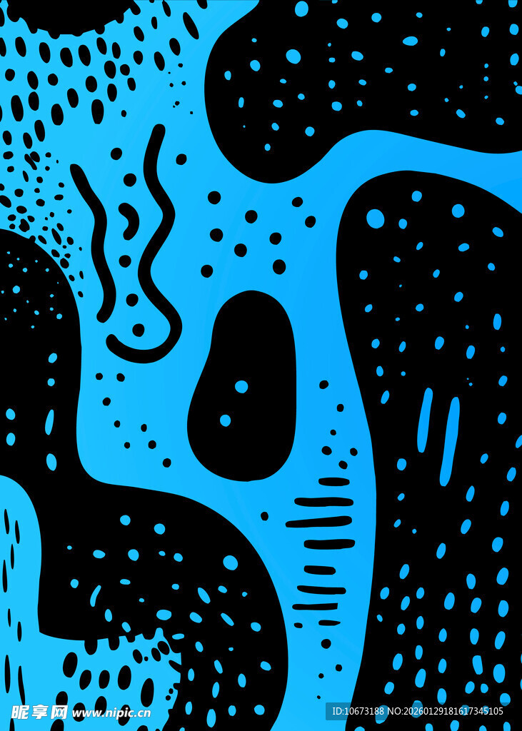 抽象蓝黑图案艺术插画