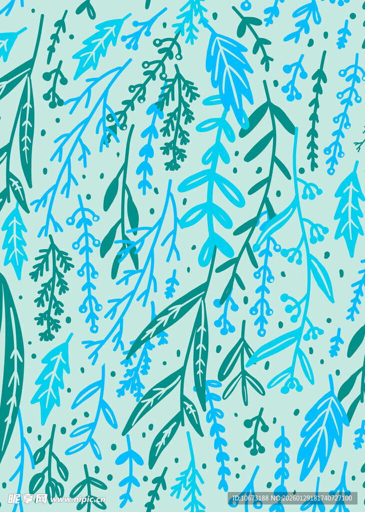 蓝绿色植物纹理图案