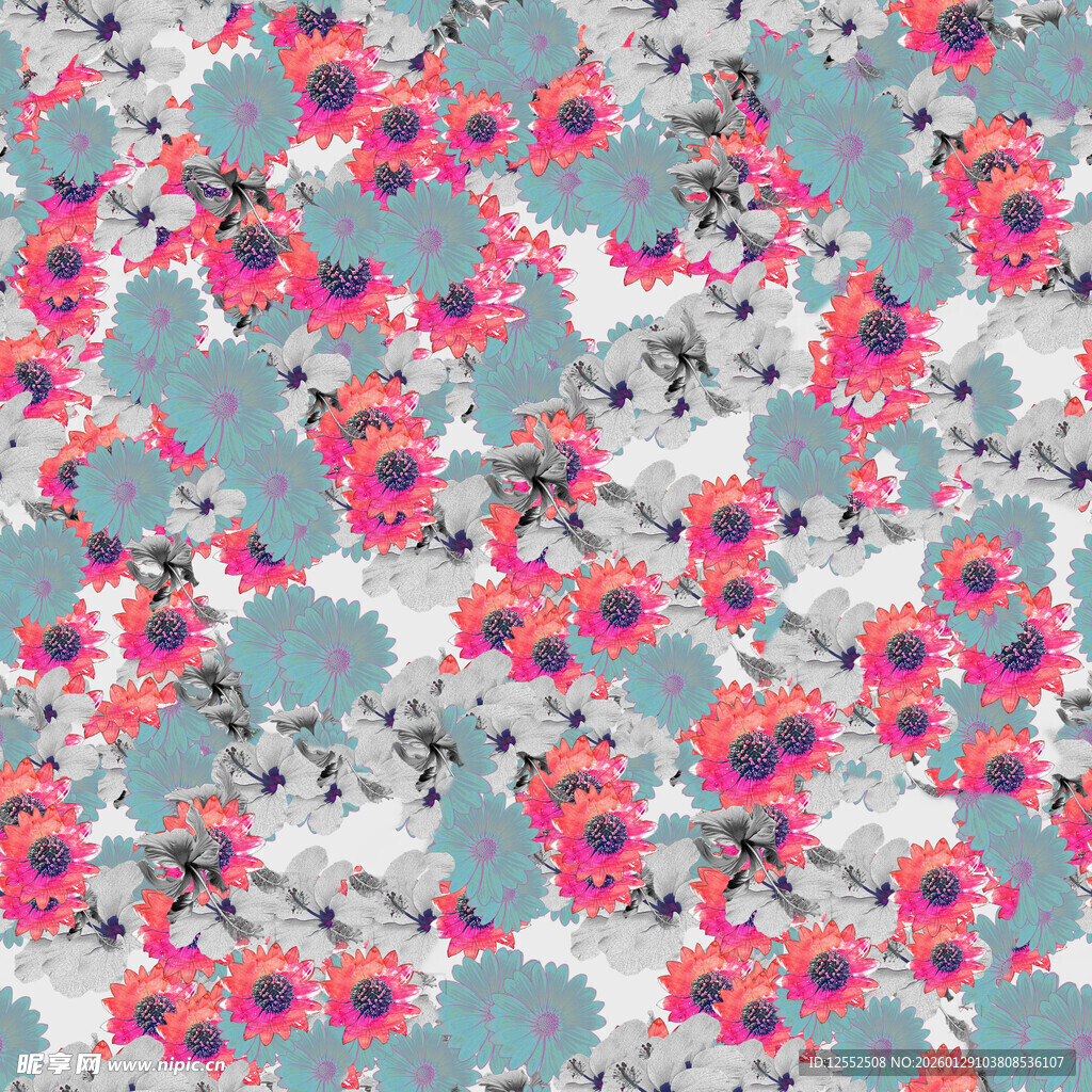 多彩花卉图案纹理背景