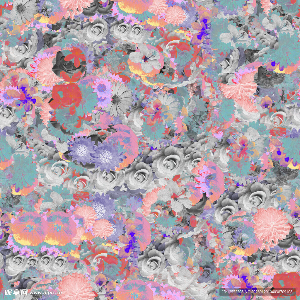 多彩抽象花卉图案纹理