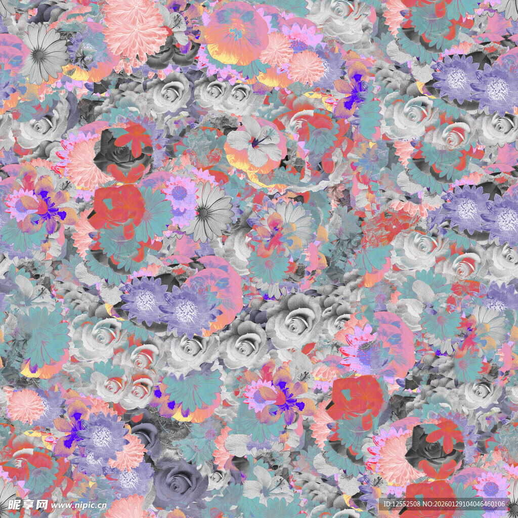 多彩抽象花卉图案纹理