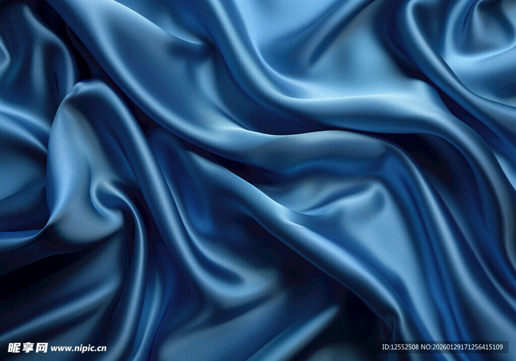 蓝色柔顺丝绸纹理