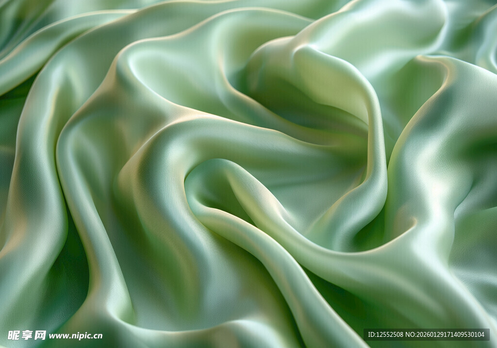 淡绿色绸缎纹理特写