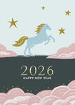 梦幻马年新年贺卡