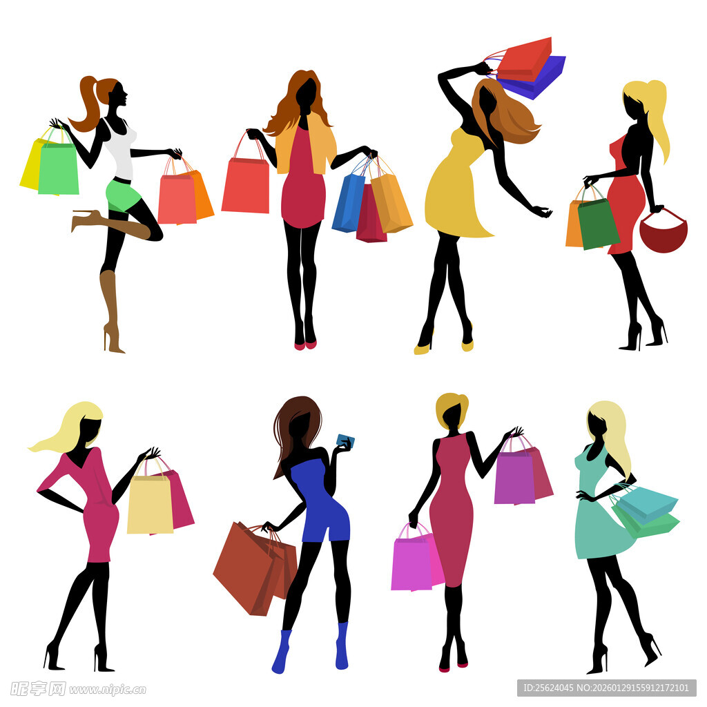 时尚女性购物剪影