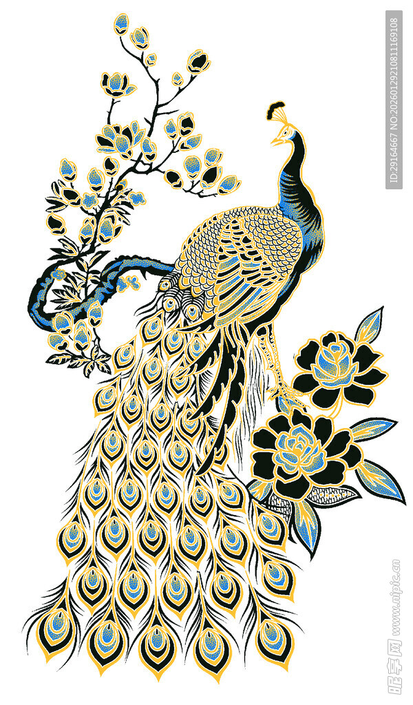 精美刺绣孔雀图案装饰