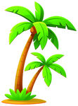 两棵卡通风格的棕榈树