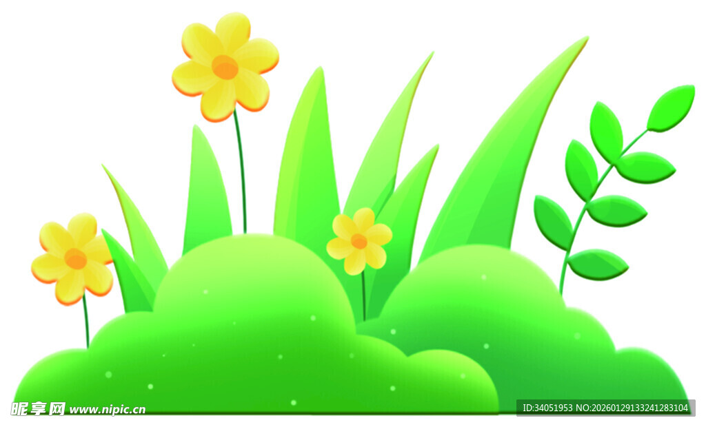 春日草地花朵清新景象