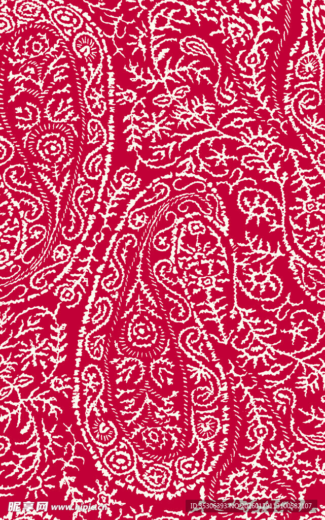 红色佩斯利花纹图案