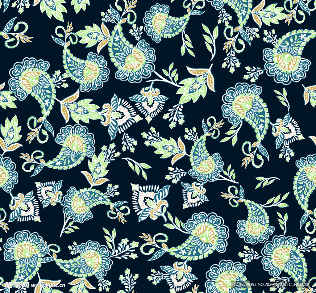 复古花卉图案布料纹理