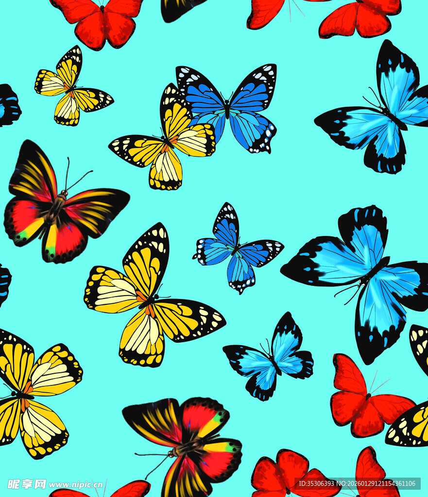 多彩蝴蝶的梦幻图案