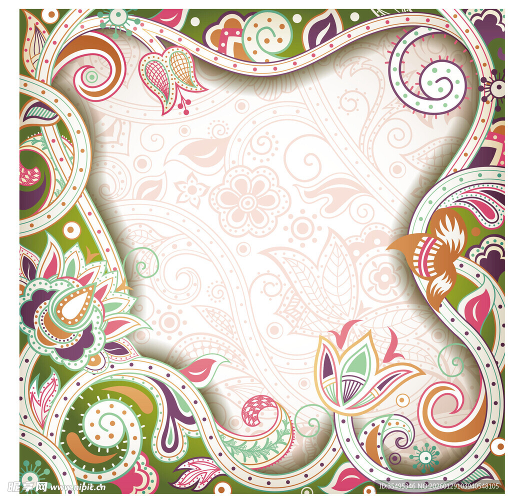 复古花纹边框背景图