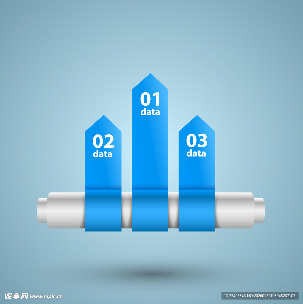 蓝色编号进度条图表