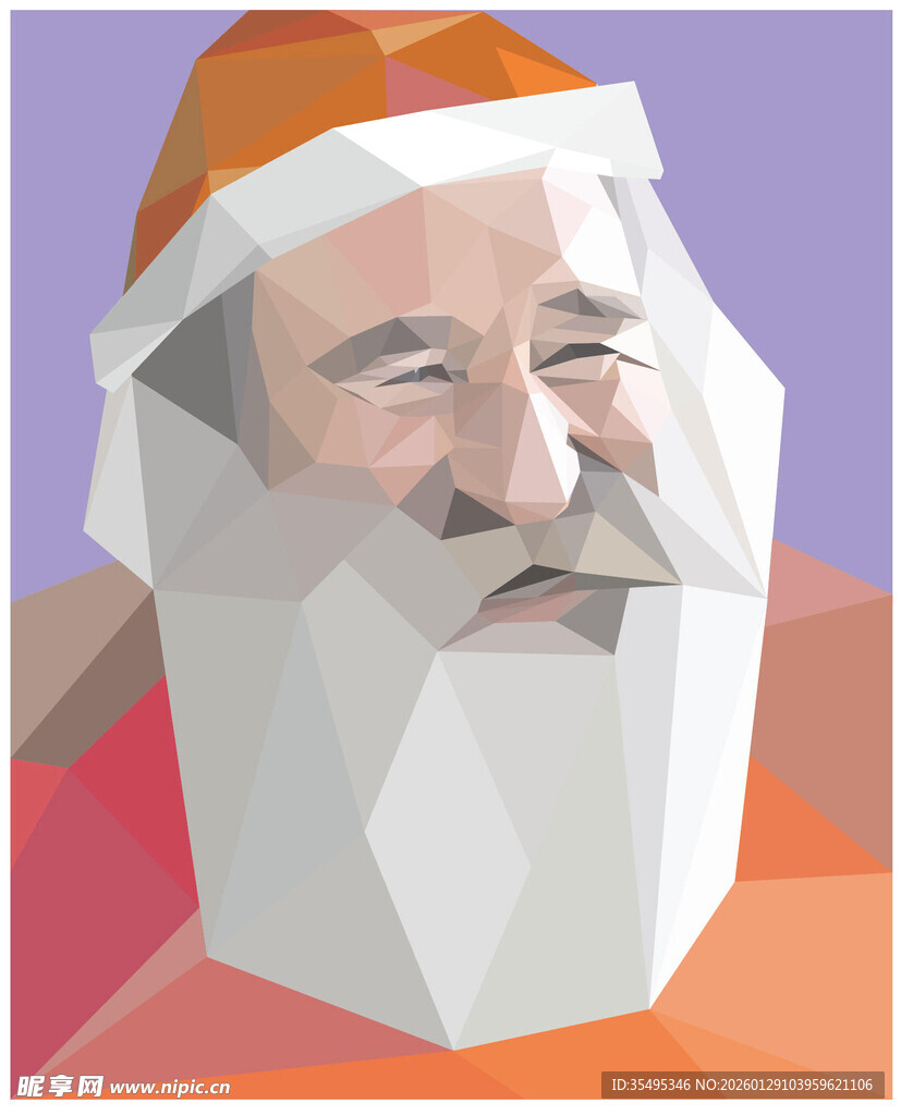 低多边形风格圣诞老人头像