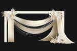 香槟色帷幔婚礼留影区