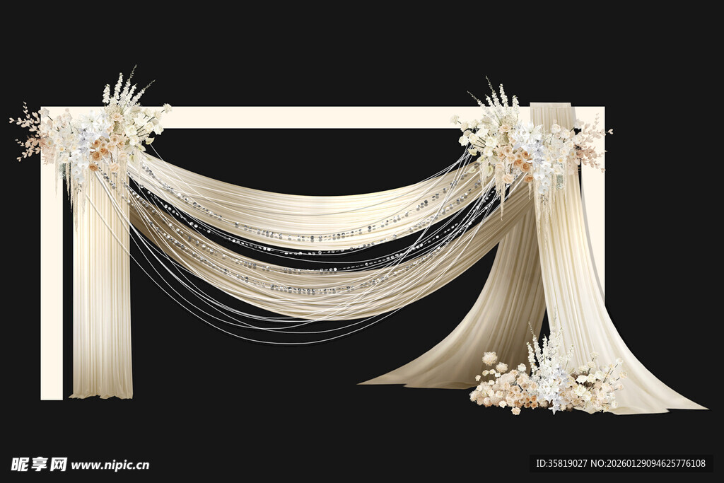 香槟色帷幔婚礼留影区