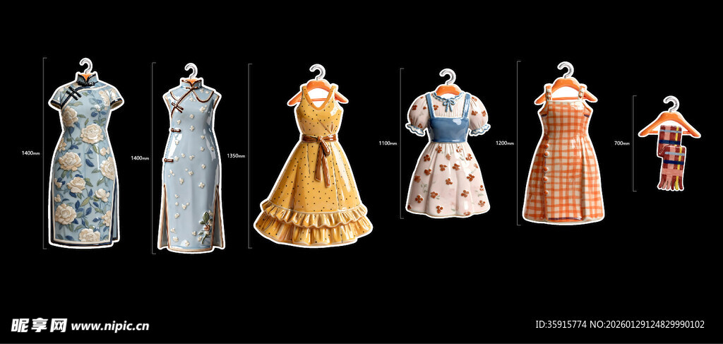 多款古典风格女士服饰展示