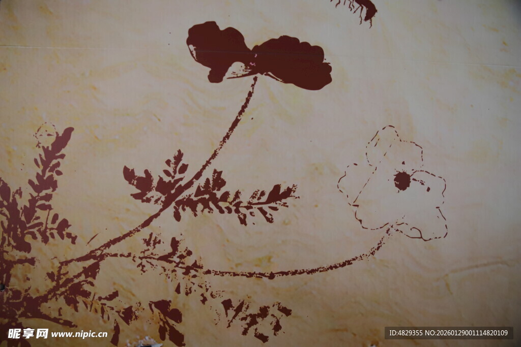 中式花卉蝶舞图案纹理