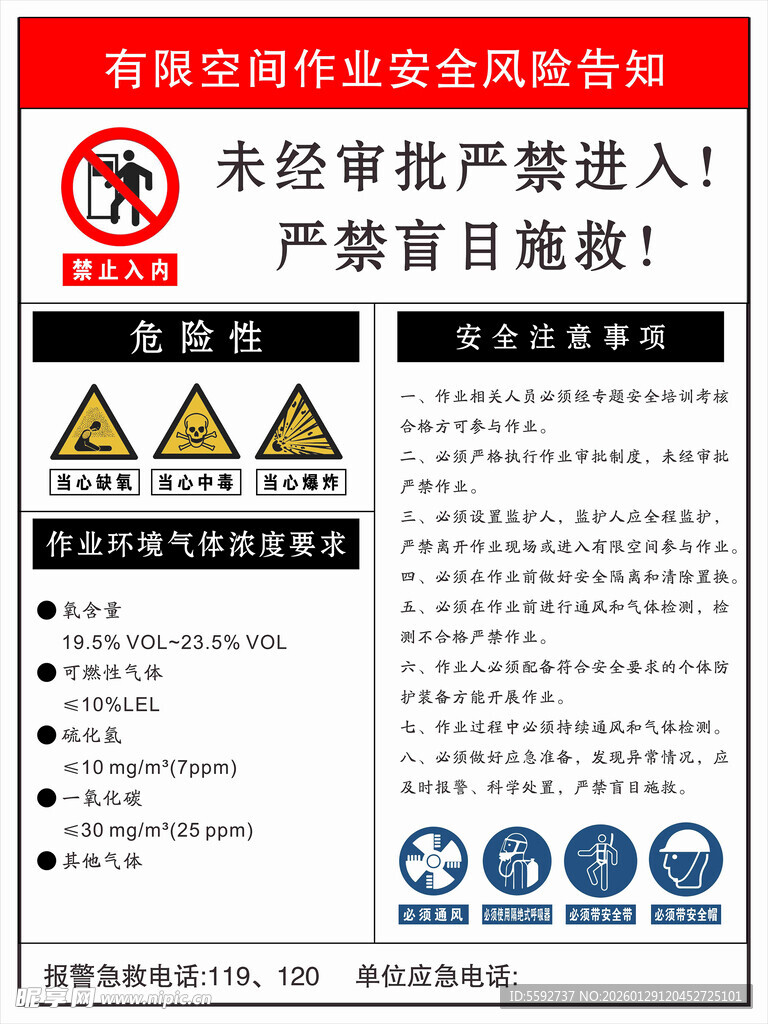 新版有限空间告知牌