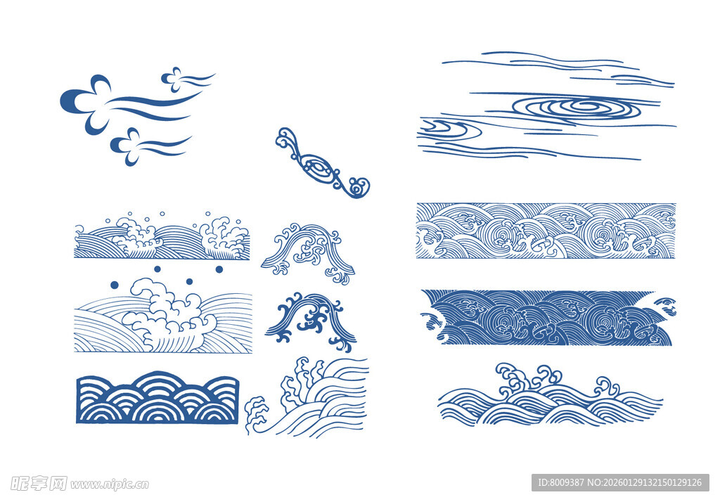 手绘海洋元素矢量素材