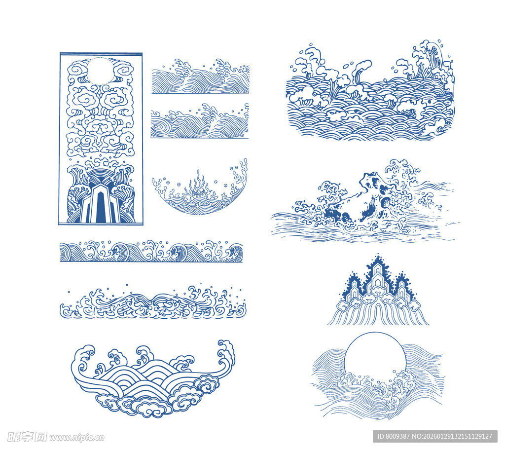 中式山水纹样图案集合