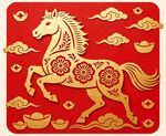 红色金纹骏马喜庆图案
