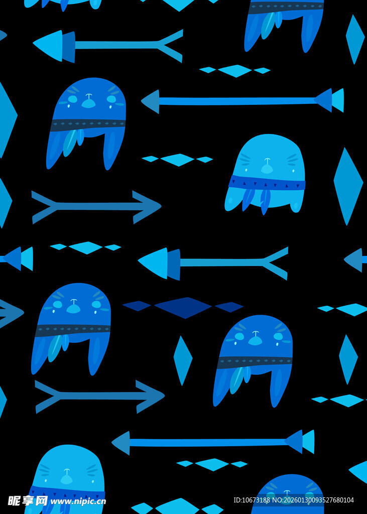 蓝色几何图案箭头与头盔
