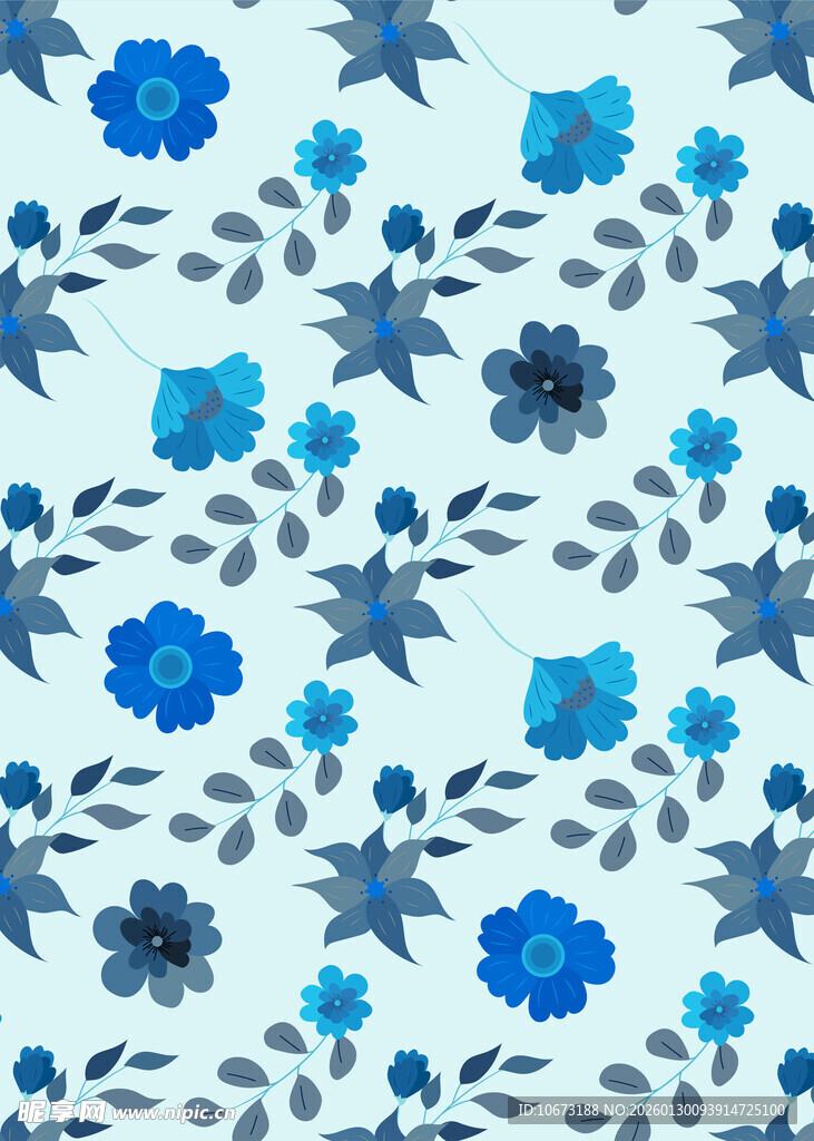 蓝白花卉图案背景