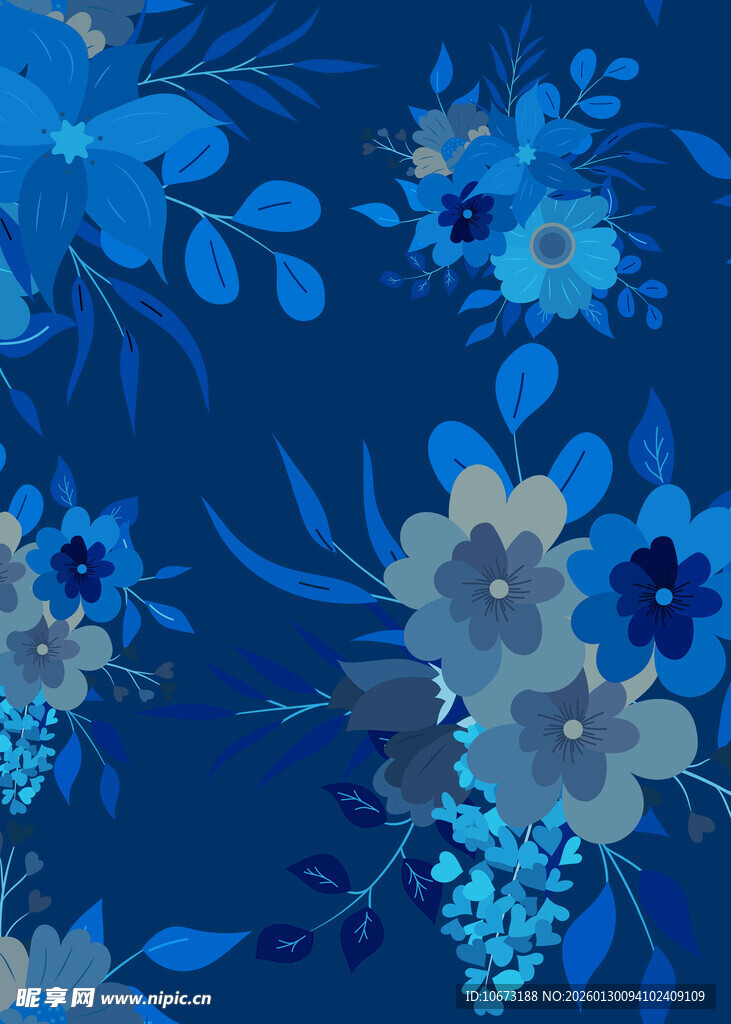 蓝色花卉图案背景