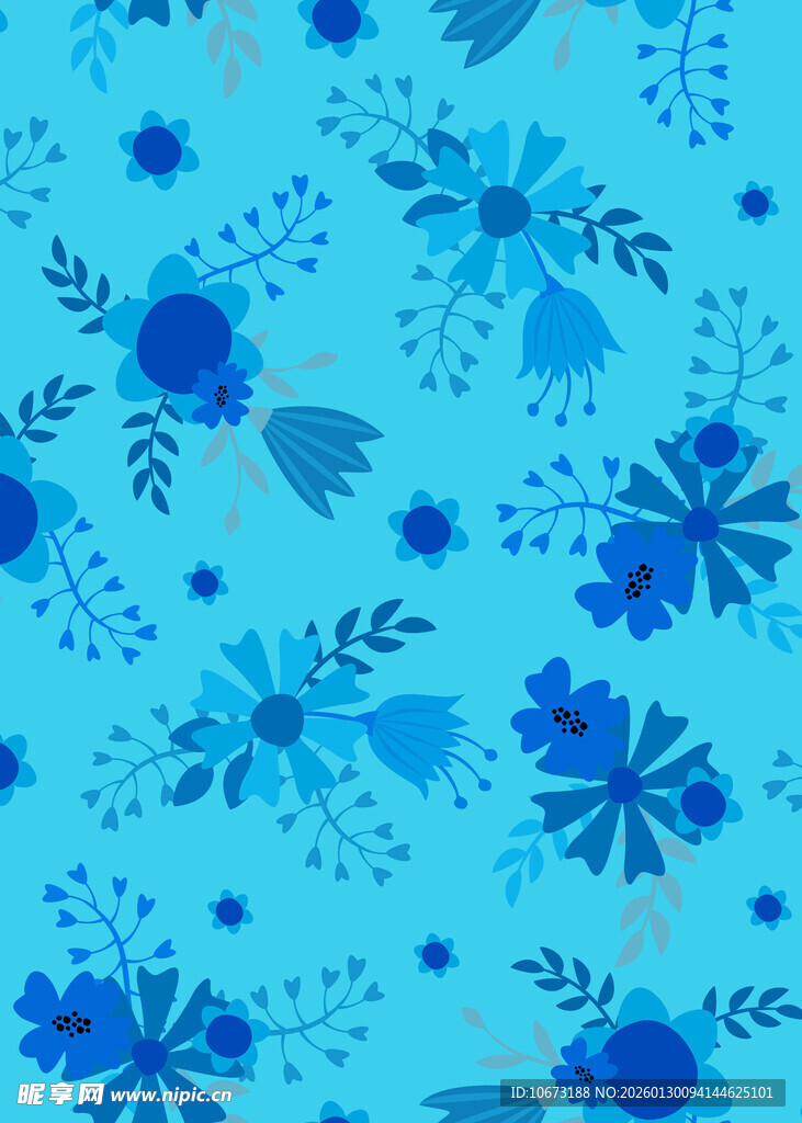蓝色花卉图案背景