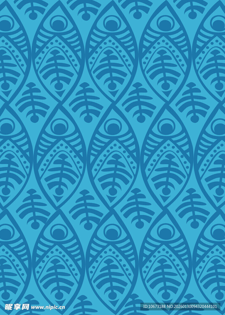 蓝色叶形花纹装饰图案