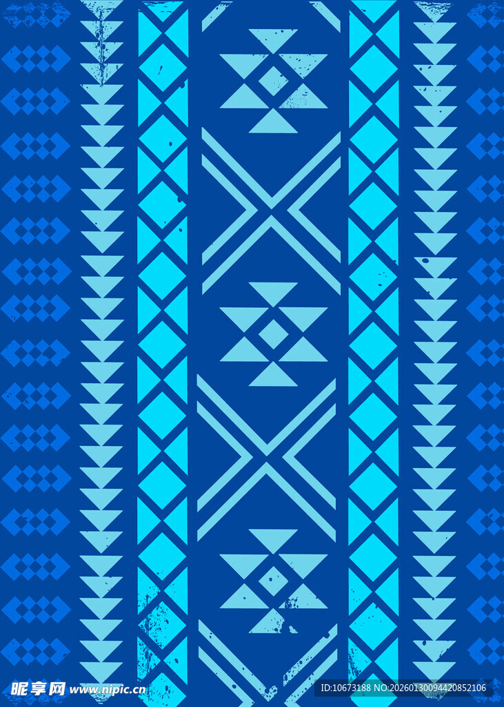 蓝色几何图案民族风纹理