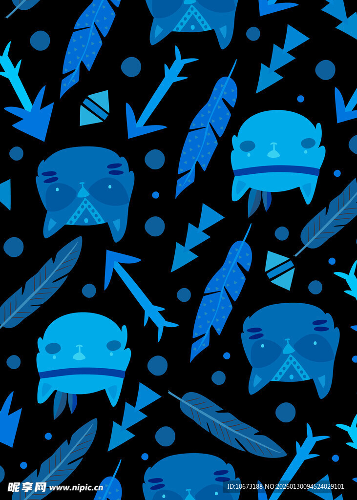 蓝色部落风图案背景纹理