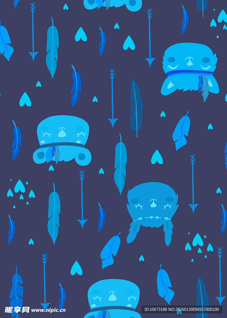 蓝色梦幻水母图案背景