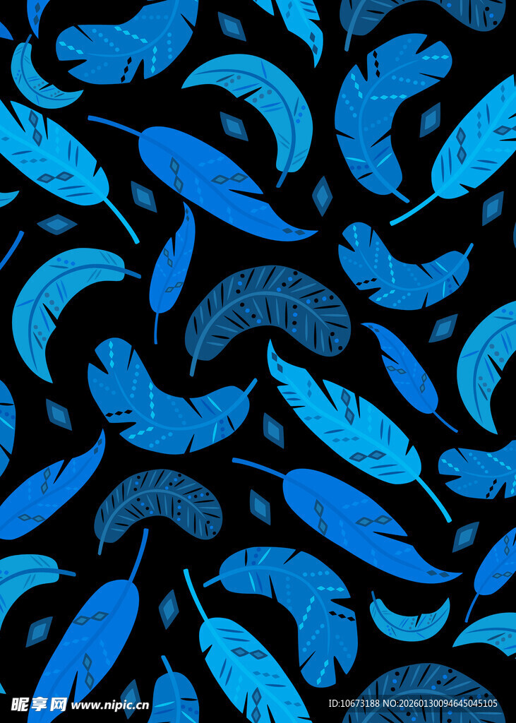 蓝色羽毛图案背景设计