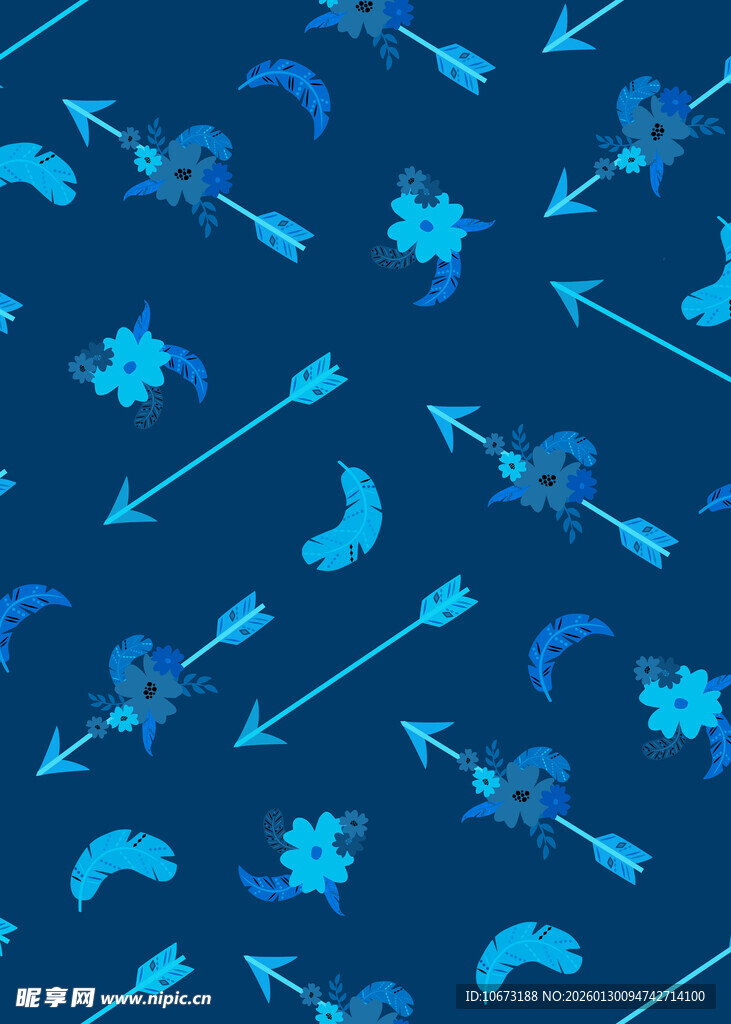 蓝色箭头齿轮图案背景