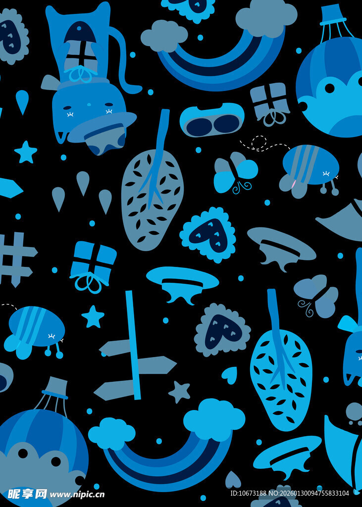 蓝色卡通元素图案背景