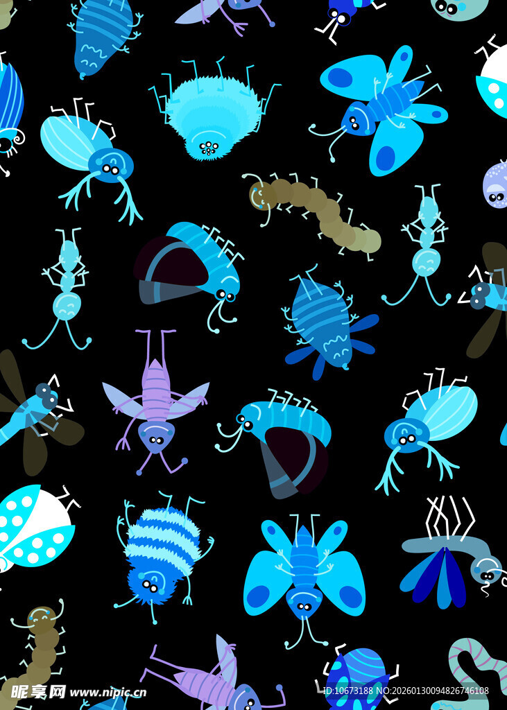 海洋生物图案背景插画