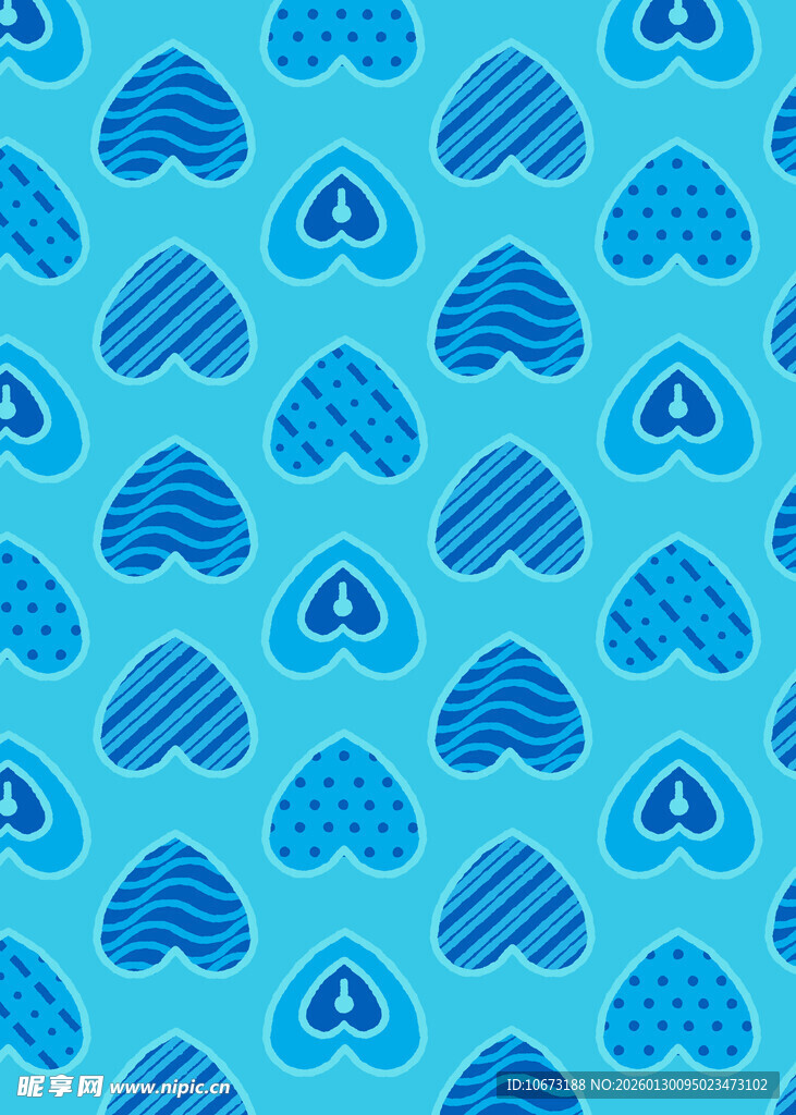 蓝色心形云朵图案背景