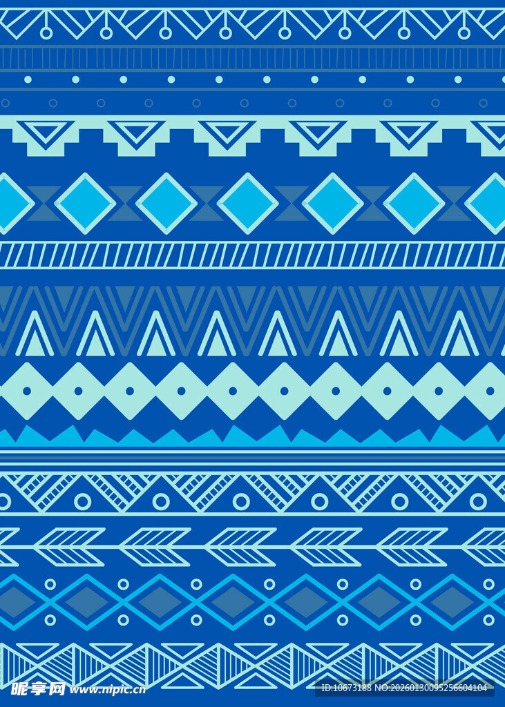 蓝色几何图案民族风纹理